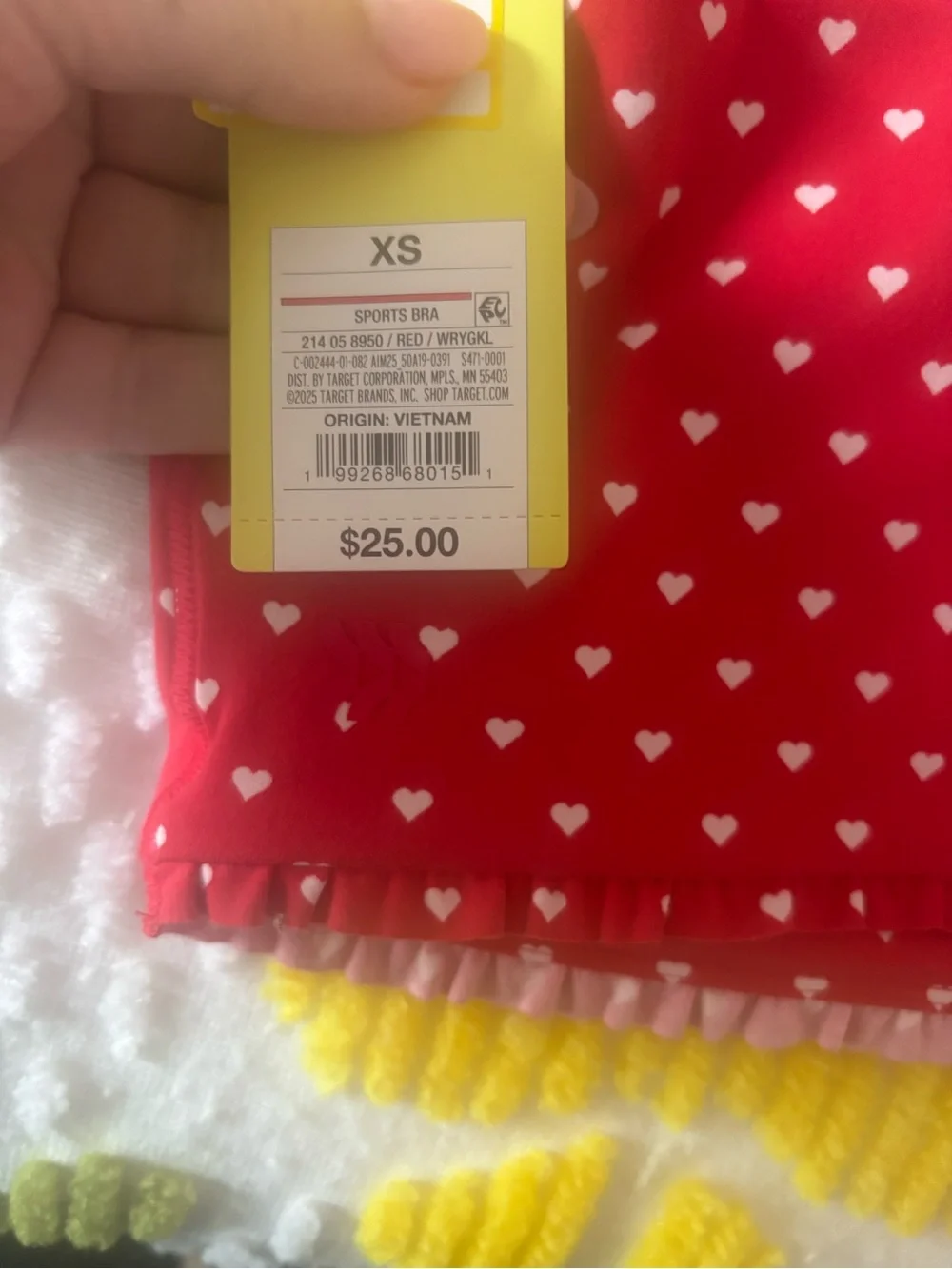 Target Red Heart Print Crop Bralette - Picture 3 of 4